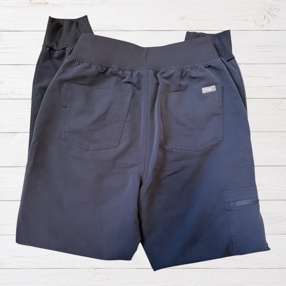 FIGS Zamora Jogger Scrub Pants Charcoal Gray Red Drawstring High Waist S - Picture 3 of 10